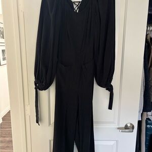 Free People Black Jumpsuit with Lace-Up Detail